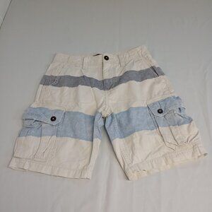 American Eagle Men's Cargo Shorts Off White with a Light and a Dark Denim Stripe